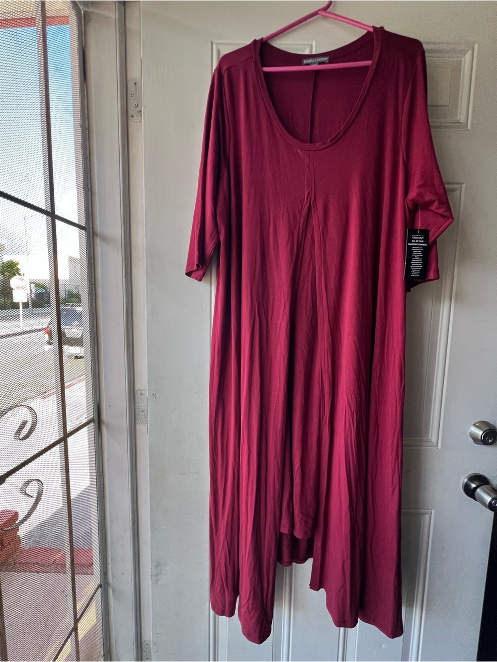 Jessica London Burgundy Scoop Neck Swing Midi Dress